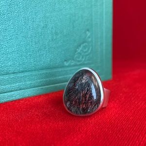 Silver Tourmalinated Quartz Ring